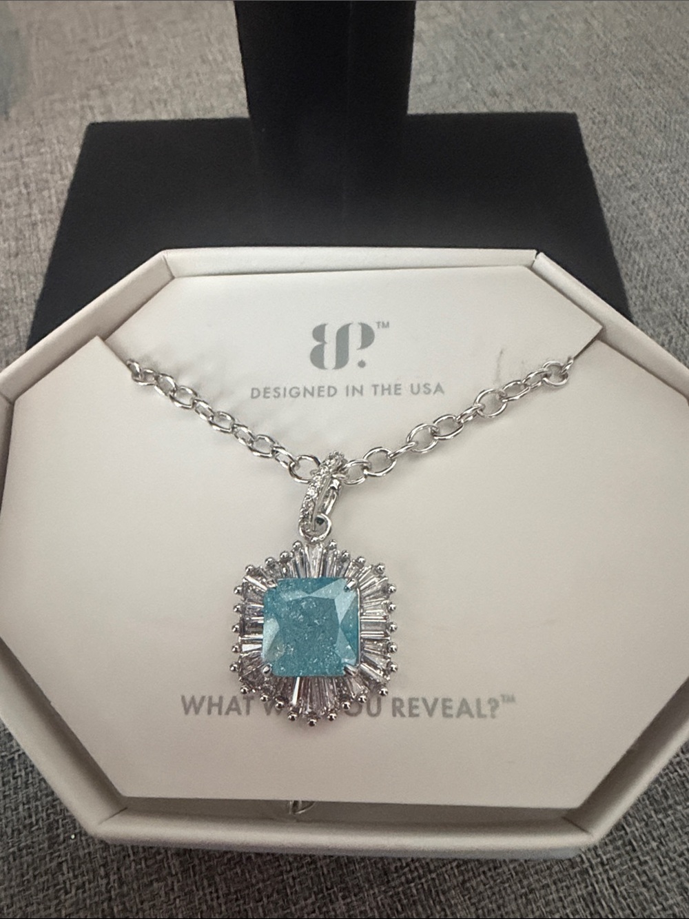 Opalicious Blue Cushion Pendant Necklace by Bomb Party